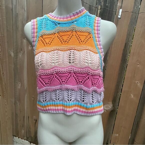 ZARA CROCHET KNIT TOP MULTICOLORED size small - Picture 1 of 6